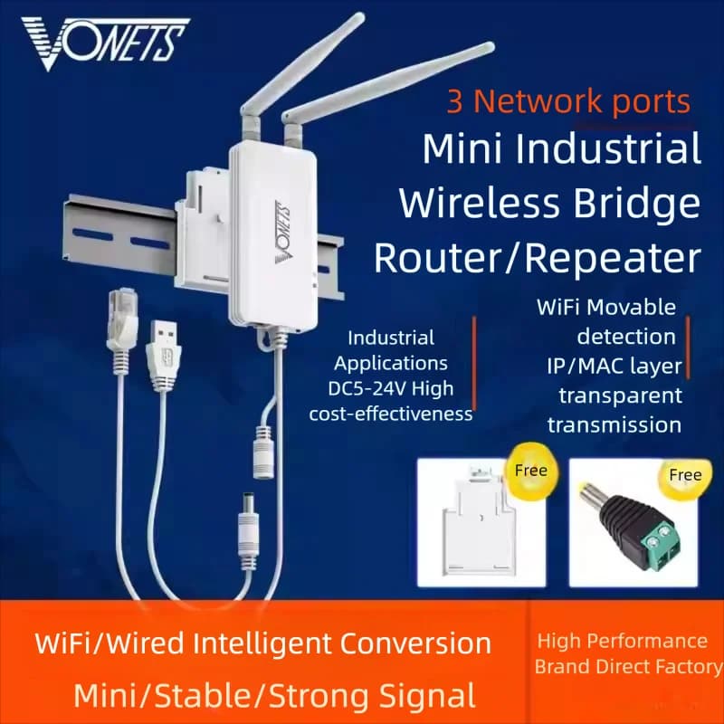 VONETS VAP11S Wireless Bridge High Power Router AP Medical IoT PLC Repeater WiFi Extension Point-to-Point Receiver Ethernet port