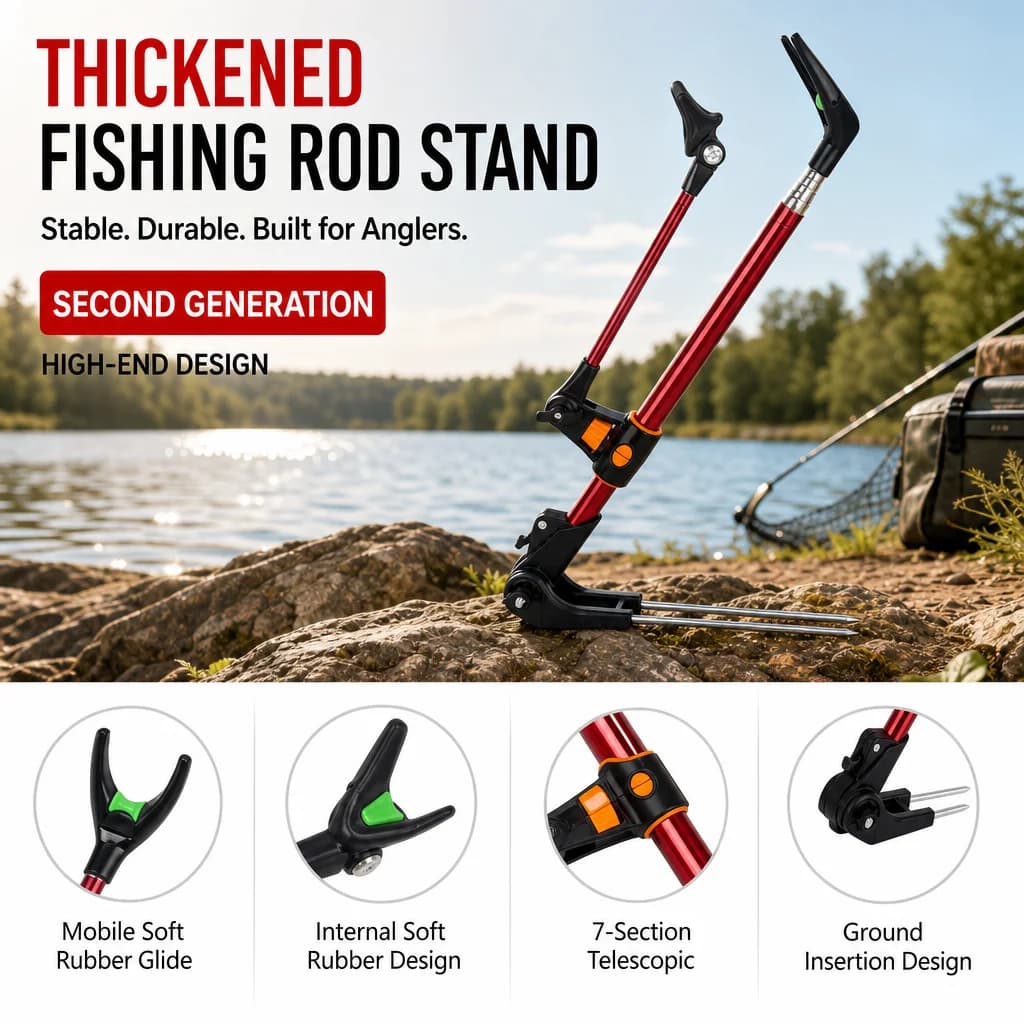 Stainless Steel Reinforced Telescopic Fishing-Rod Holder Ground Spike Accessory For Outdoor Use