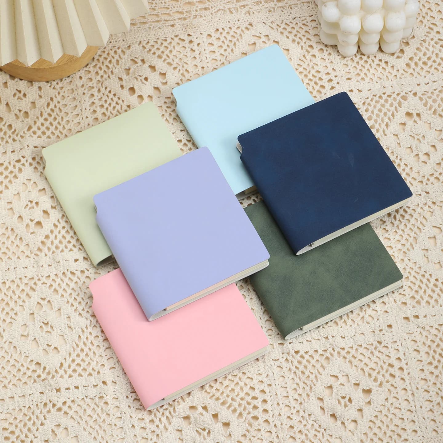 3Pcs 4"×4.2" PU Leather Mini Notebook, Blank Pocket Journal with Pen Holder, 196 Pages No-Bleed Notepad for Travel & Students