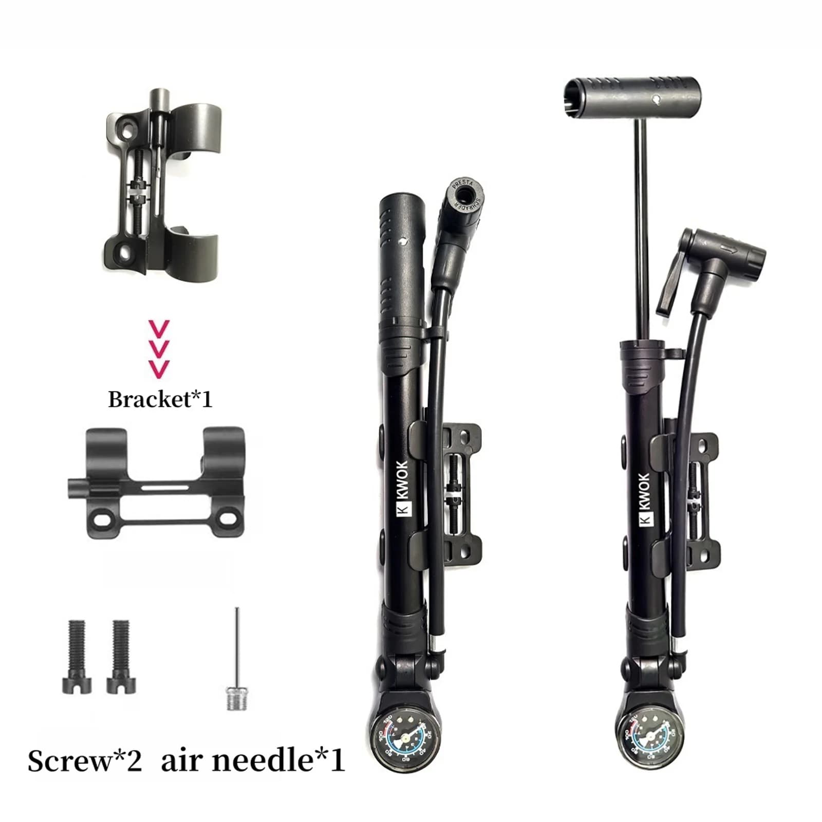 Pompa da bicicletta Mountain MTB Bici da strada Pompa d'aria manuale Gonfiatore per pneumatici Valvola Schrader Presta Pompa da ciclismo portatile 120PSI leggera