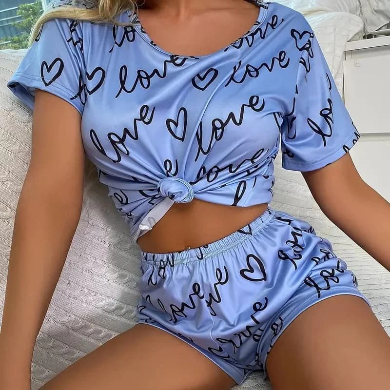 Love Valentine's Day Women's Pjs Pajamas Sets Women's Lovely Home Clothes Spring And Autumn Night Wear Pajamas