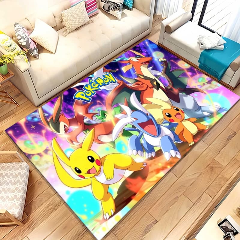 Kawaii Pokemon Pikachu Antiskid Mat for Living Room, Soft Bedroom Mat, Games Room, Sofa, Home Decoration, Gift