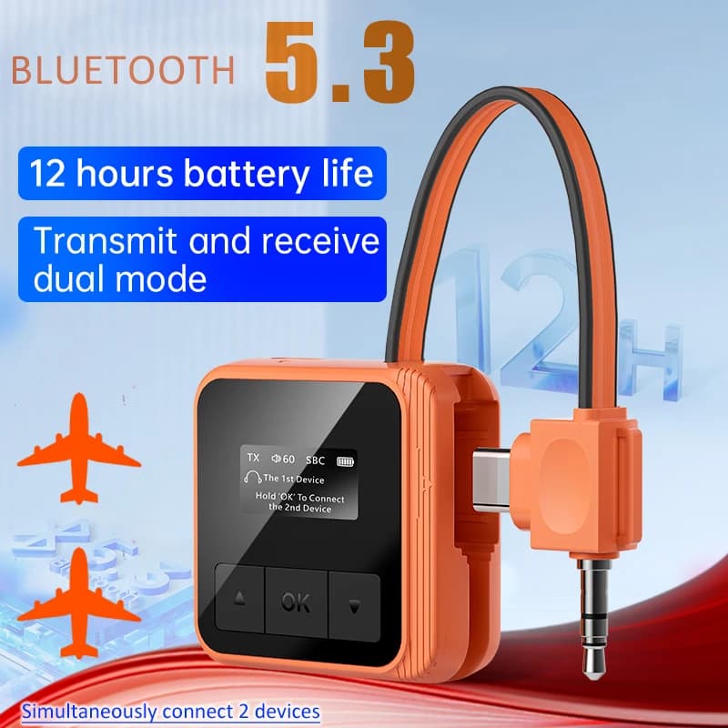 Display digitale a LED Adattatore trasmettitore ricevitore Bluetooth 5.3MM Lettore MP3 AUX Adattatore audio HIFI per PC TV Altoparlante domestico per auto