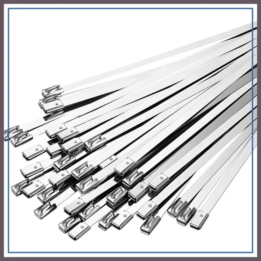Fascette stringicavo in acciaio inox 304, 30 cm, confezione da 100, resistenti e autobloccanti per uso esterno