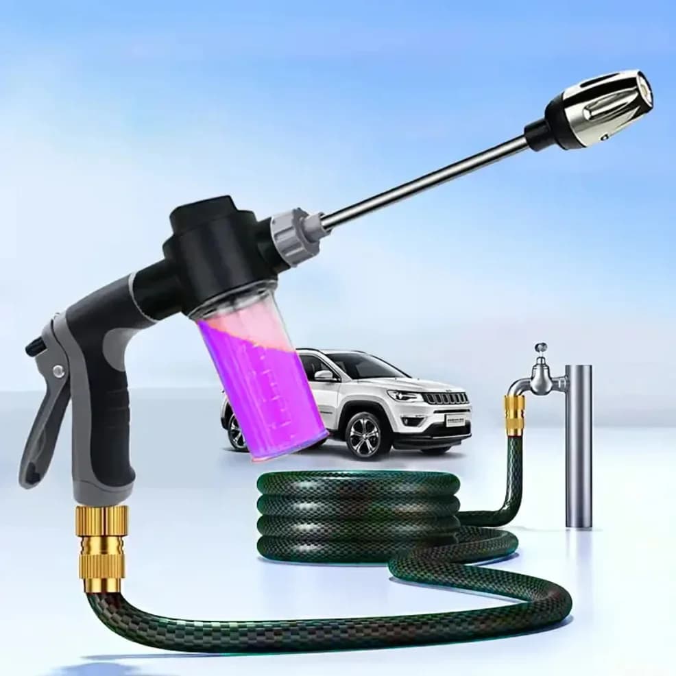Garden water pipe nozzle with water gun for high pressure car wash, multifunctional irrigation tool, powerful cleaning for cars and gardens