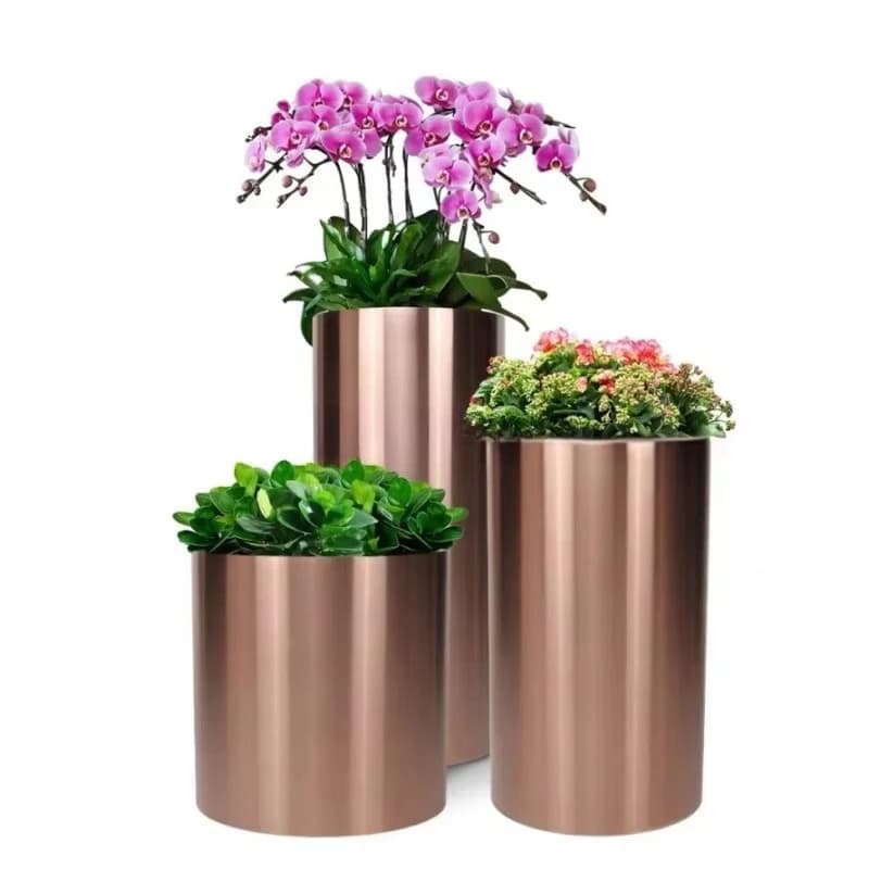 Stainless Steel Garden Gold Flower Planter / Luxury Home Decor Flower Pot / Outdoor Large Plant Vase