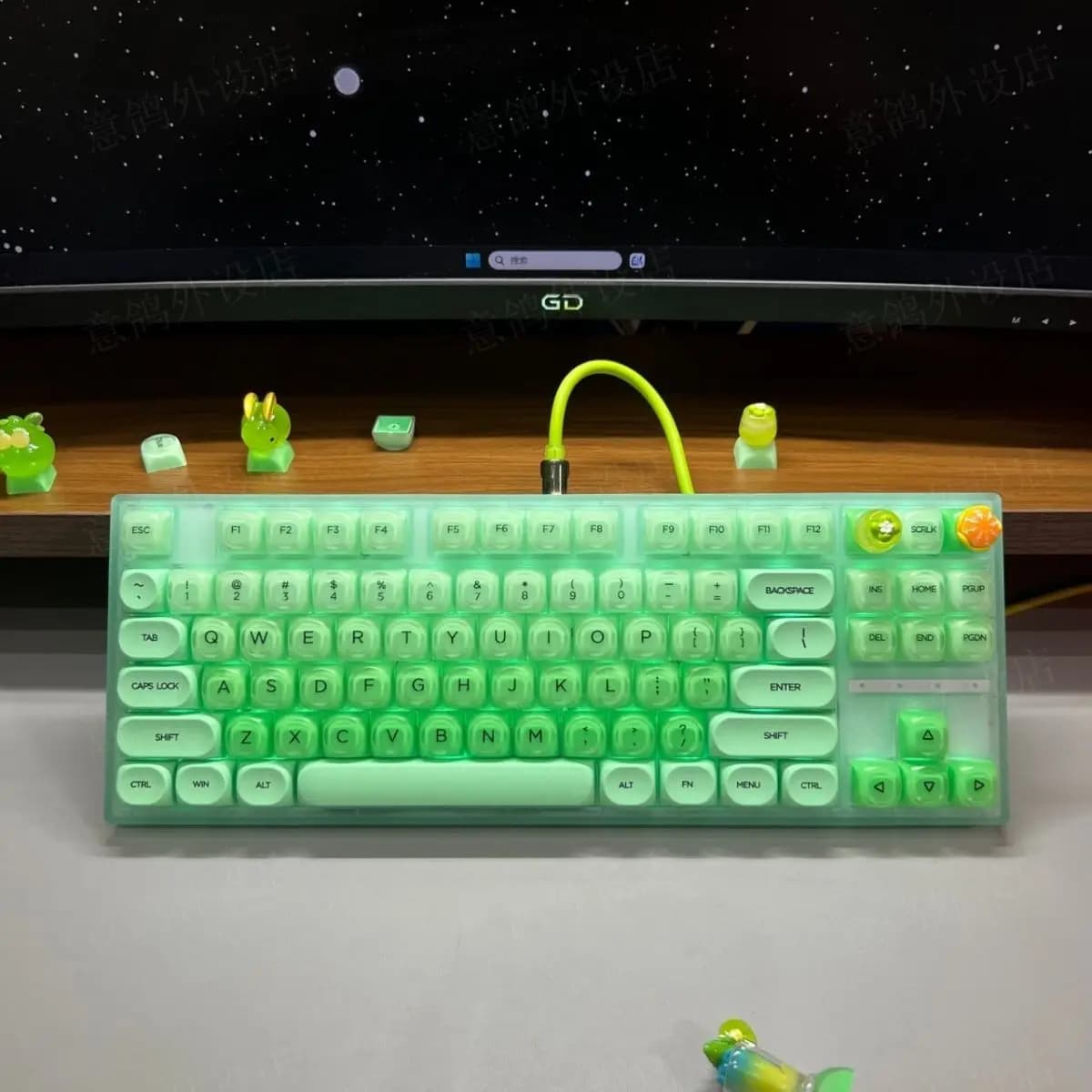 130 tasti Copritasti verdi Copritasti gelatina Tappo tastiera carino PBT MOA Profilo Copritasti da gioco per accessori tastiera meccanica ANSI