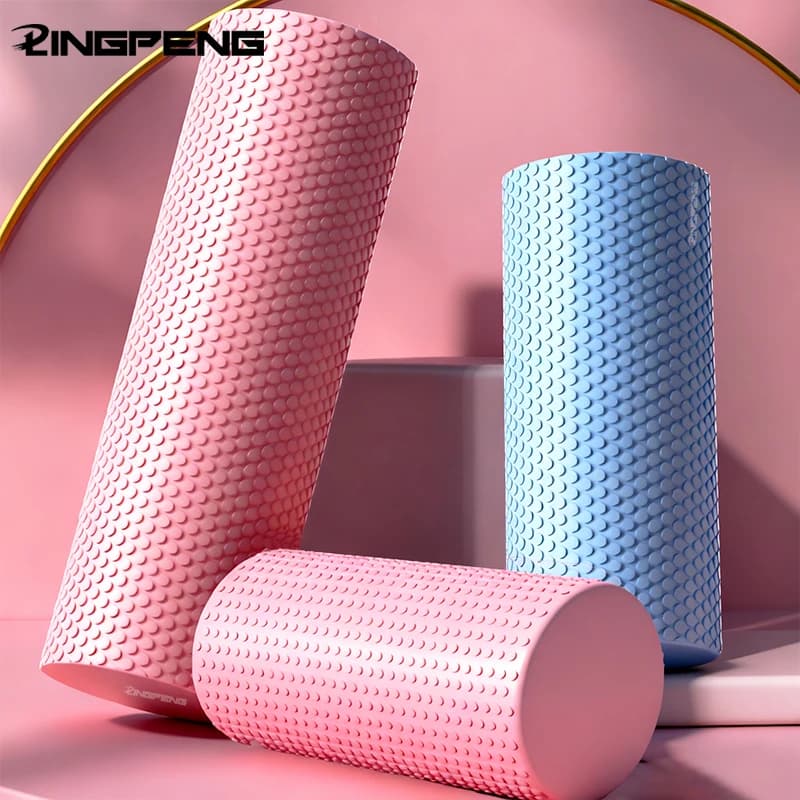 EVA foam round yoga roller hexagonal roller for pilates exercises at home improved diameter 9,6 cm length 30 cm