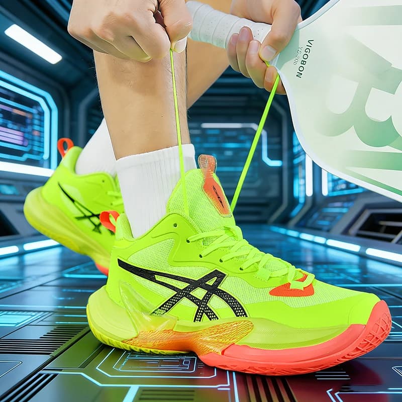 Men Women Badminton Shoes Table Tennis Shoes for Volleyball Handball Sports Sneakers Anti-Skid Mesh Breathable Field Training