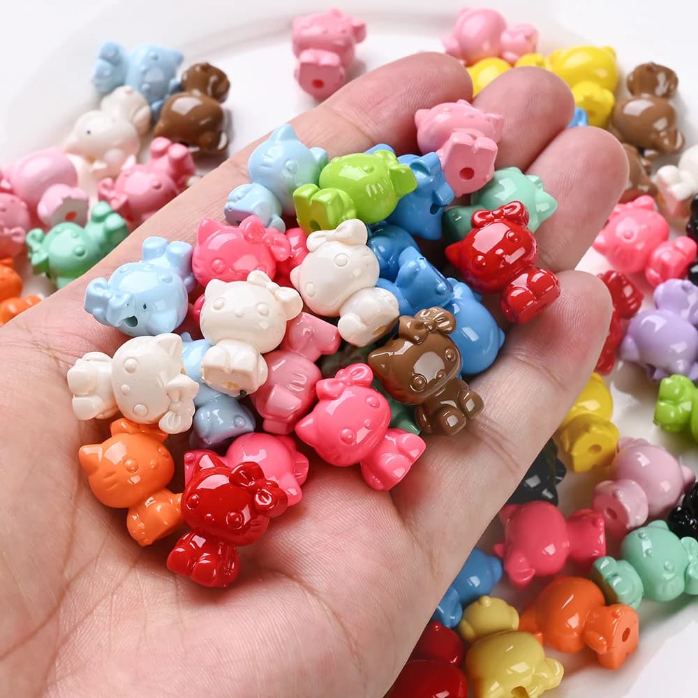 50 pz Misto Casualmente Perline Acriliche Colorate Del Gatto Del Fumetto Per Il FAI DA TE Dentizione Del Bambino Ciuccio Catena di Gioielli Regalo Articoli Per Bambini