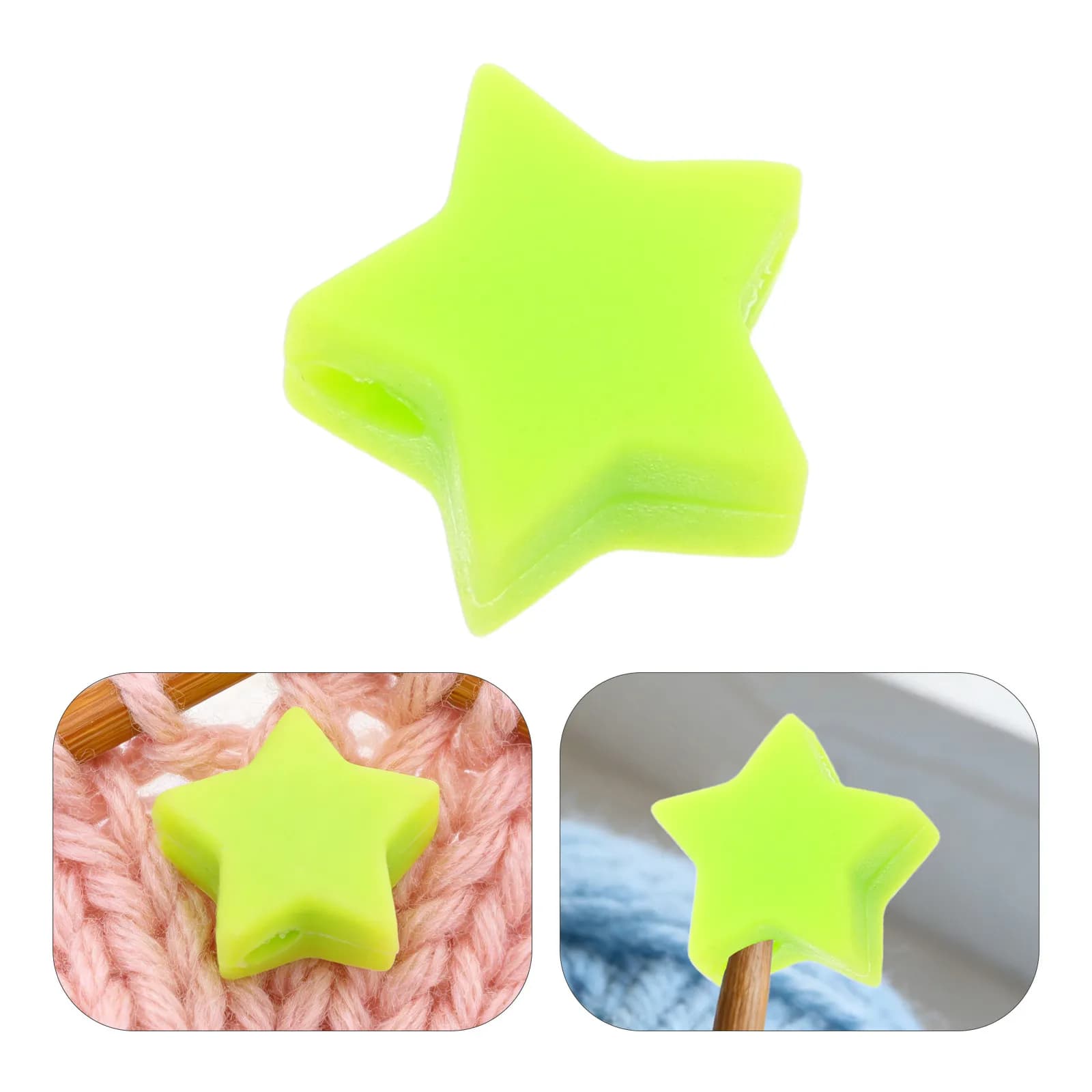 10 Pezzi Tappi in Silicone per Ferri da Maglia a Forma di Stella, Protezioni per Punte di Ferri Piccoli e Grandi, Fermacuciture, Accessori per Lavori a Maglia