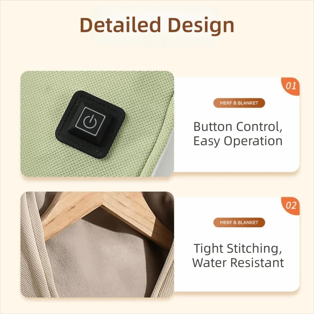 High Quality Wearable USB Electric Heated Blanket 3 Heating Levels Washable Hooded Shawl Portable Heating Lap Blanket Household