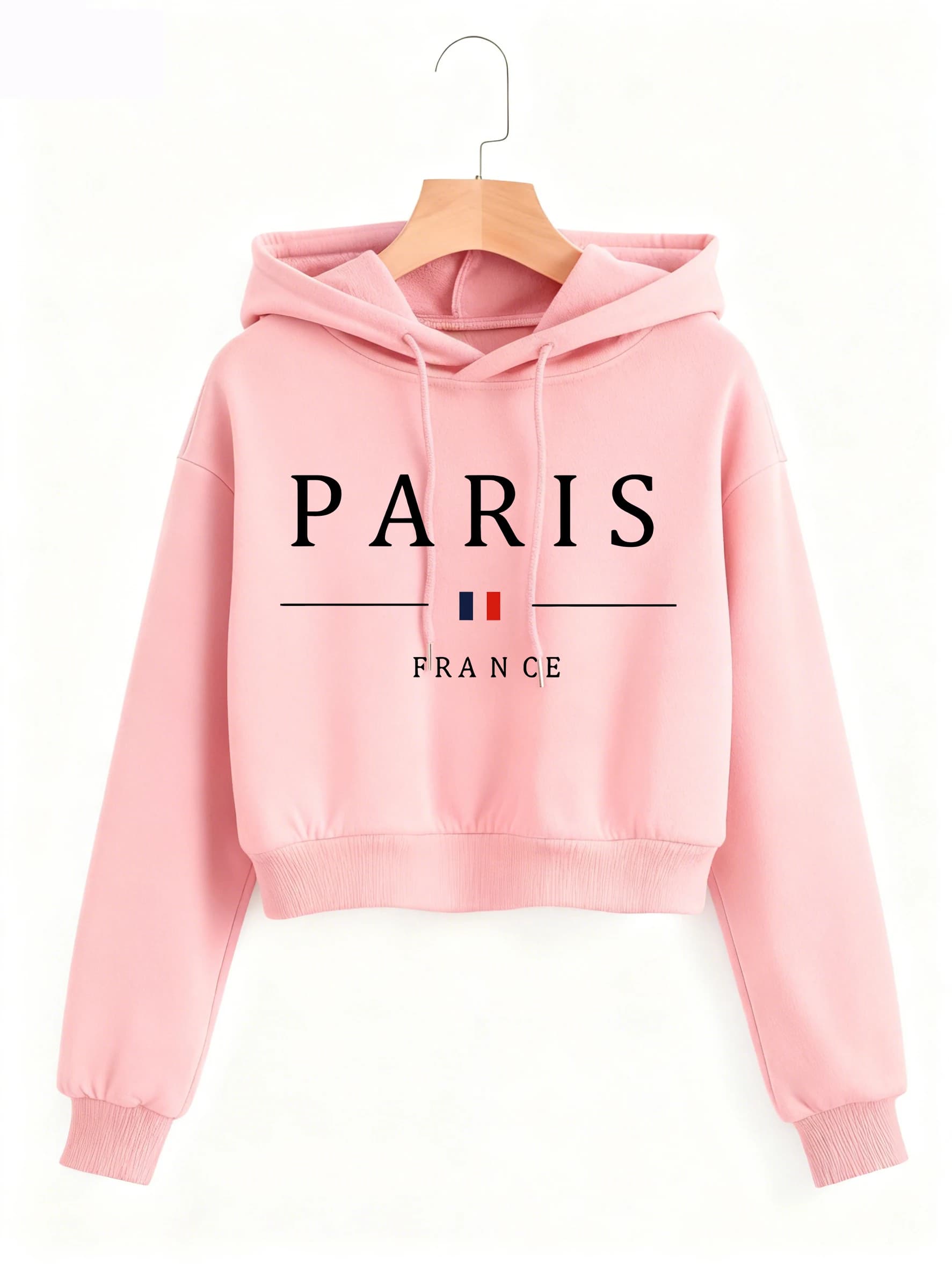Paris France Letter Print Autumn Winter Cropped Sweatshirt Crop Top Hoodie Y2k Sweatshirts Gothic Casual Style Clothes