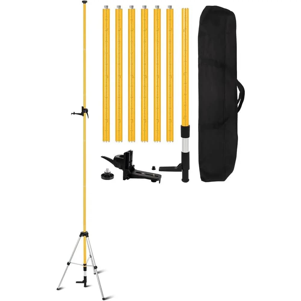 Asta per Livella Laser con Treppiede, Treppiede Telescopico per Livella Laser, 15,7 Piedi/4,8 M con Supporto Laser da 1/4 di Pollice x 20 Pollici per Rotazione e L