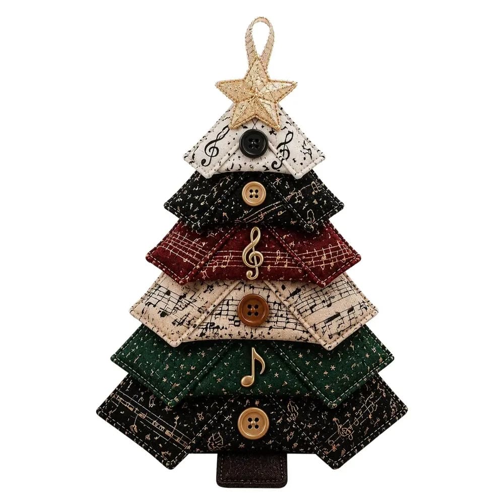 Handmade DIY Quilted Christmas Tree Kit Vintage Print Soft Fabric Tree Ornament DIY Sewing Kit Country Farmhouse