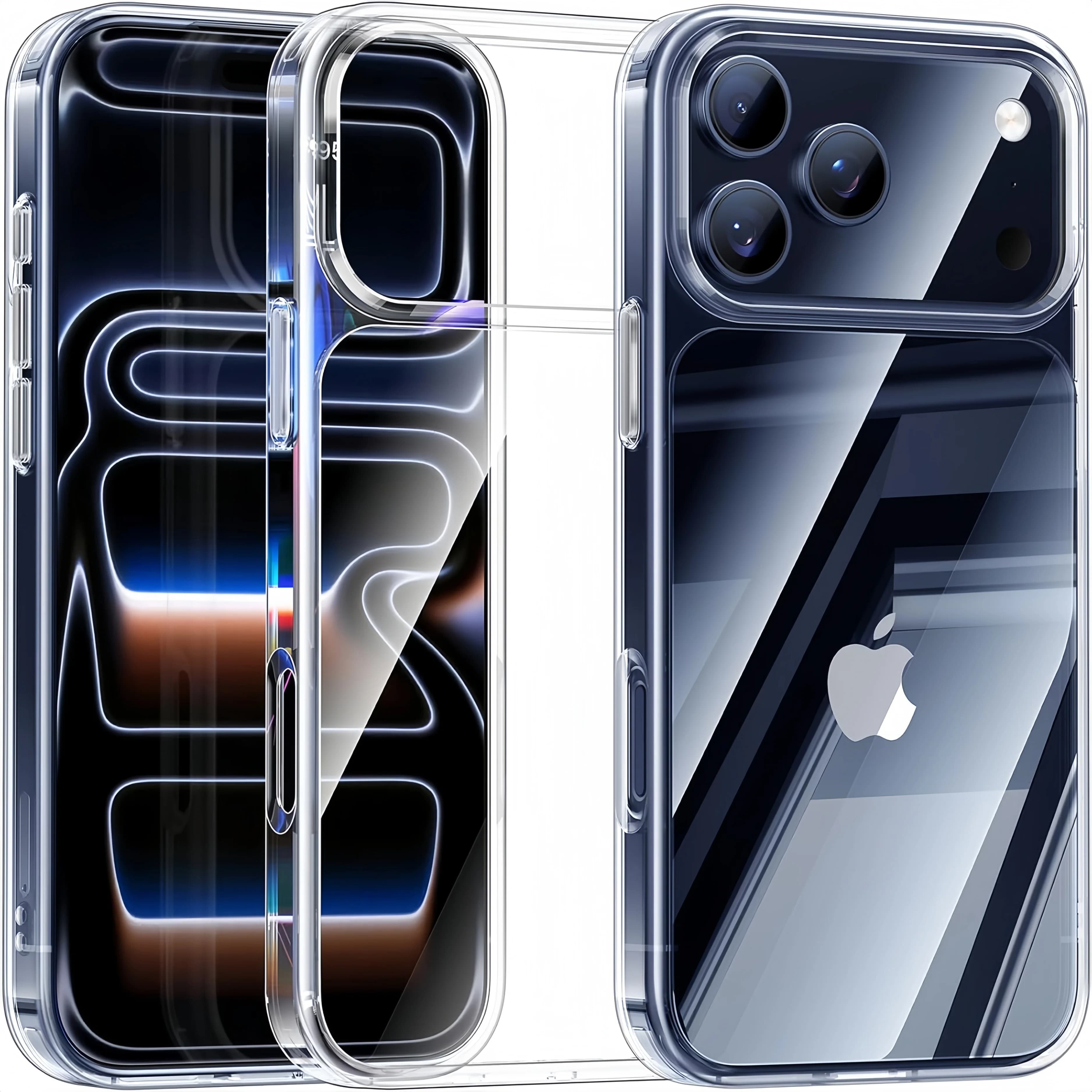 Per iPhone 17 Pro Max/17 Pro/17/Air Crystal Clear Anti-ingiallimento Protezione antiurto Custodia per telefono trasparente per PC, Diamante trasparente