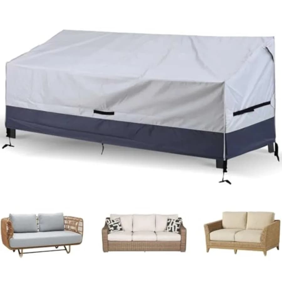 Copertura per Divano a 2 Posti, Impermeabile, Resistente, per Esterni, Grigio-Grigio Scuro, 104''x