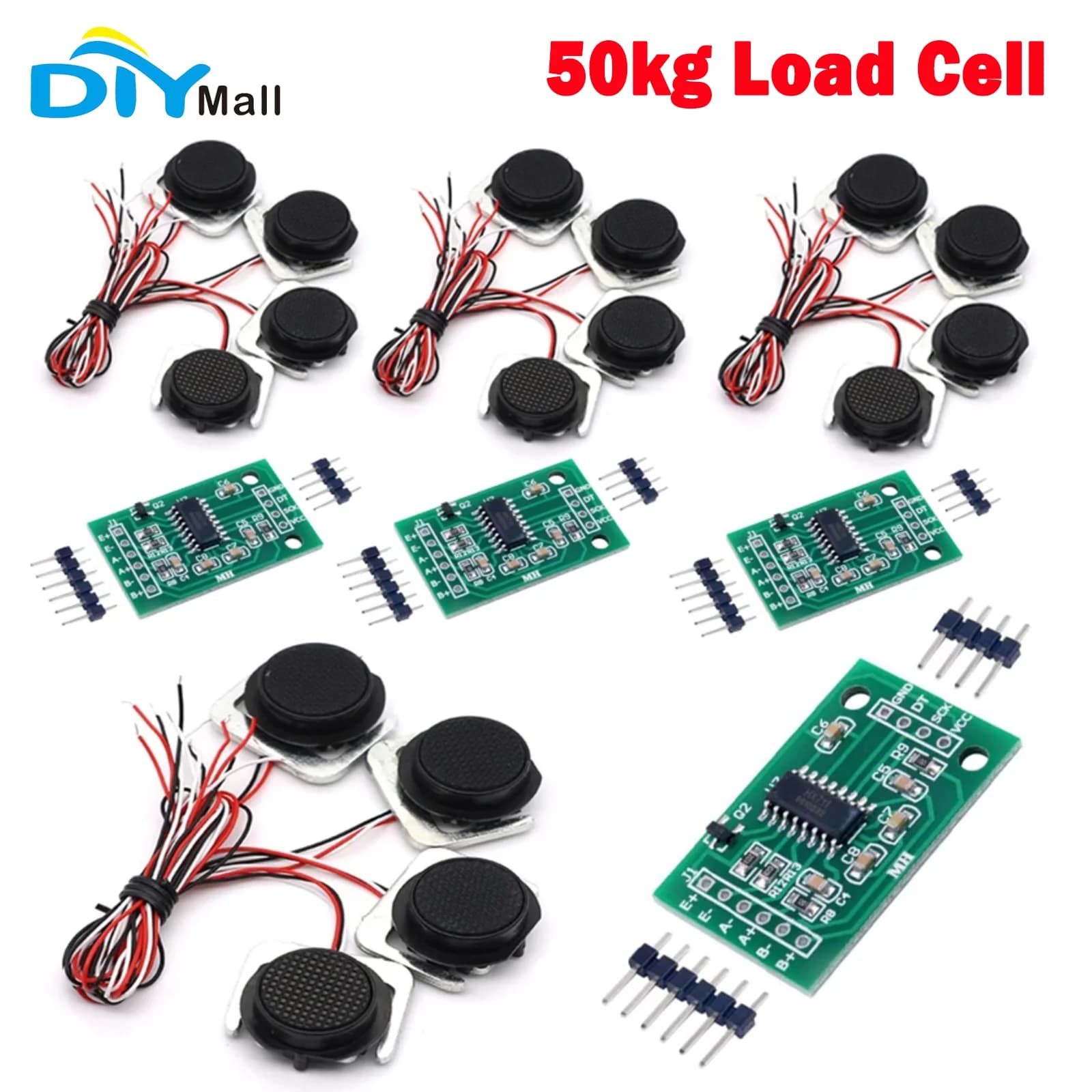 50kg Load Cell Half Bridge Strain Gauge Dual Channel HX711 AD Module 24-Bit Precision Amplifier for Arduino Projects