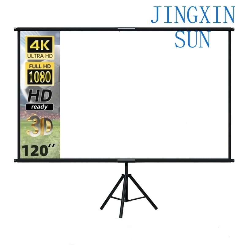 120inch Tripod Projector Movie Screen , White High-Density Soft Projector Screen Stand for Home Outdoor Theater Backyard