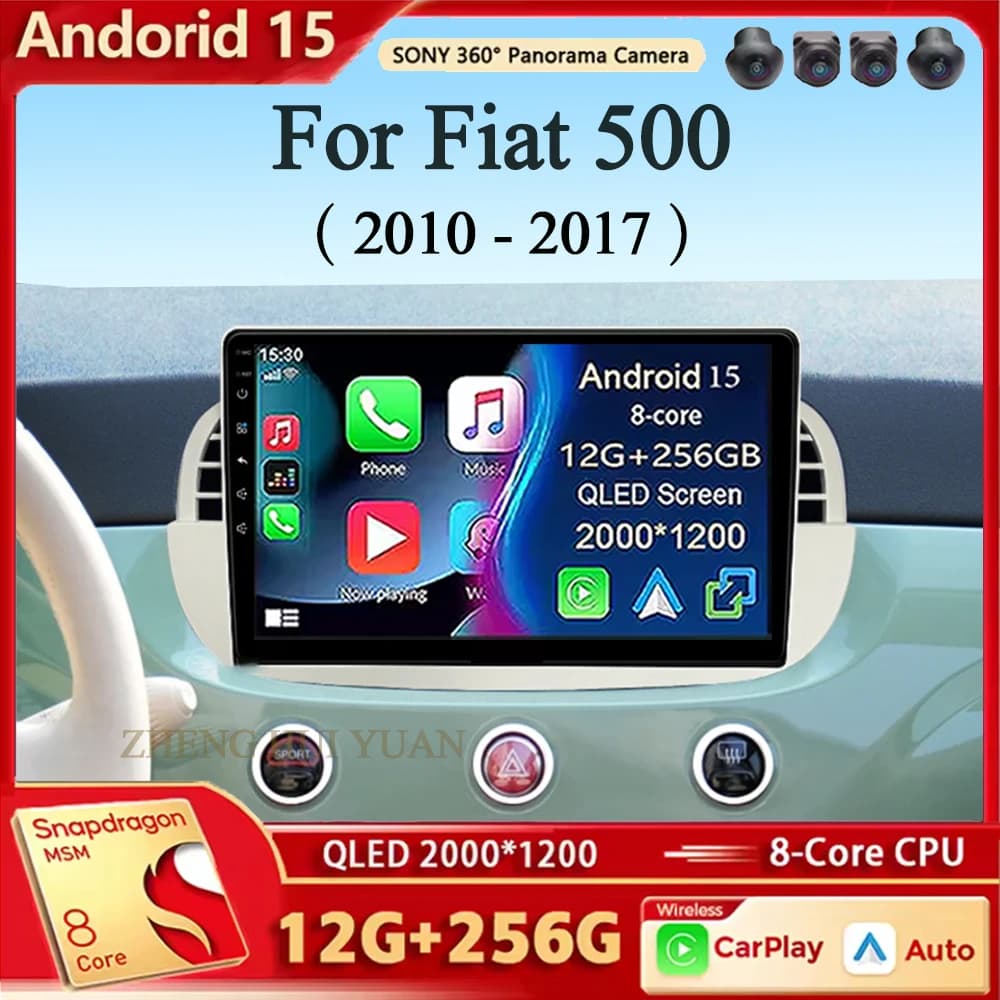 Android 15 Car Radio For Fiat 500 2010 2011 2012 2013 2014 2015 2016 2017 Wireless Carplay Android Auto Car Stereo Car Multimedi