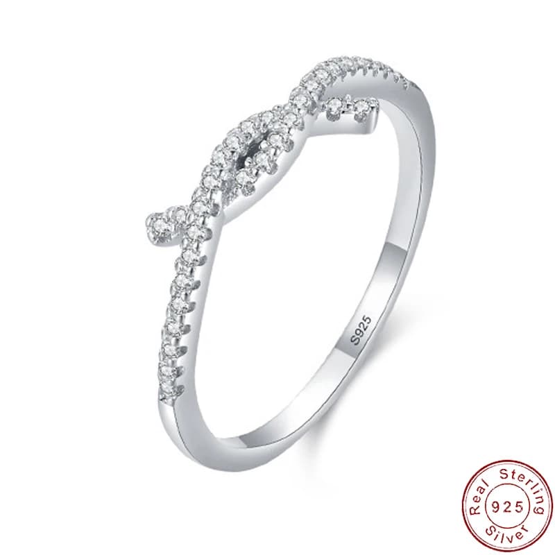 Anello da dito in argento sterling S925 con spago europeo scintillante AAA CZ per gioielli da sposa per feste di compleanno da donna