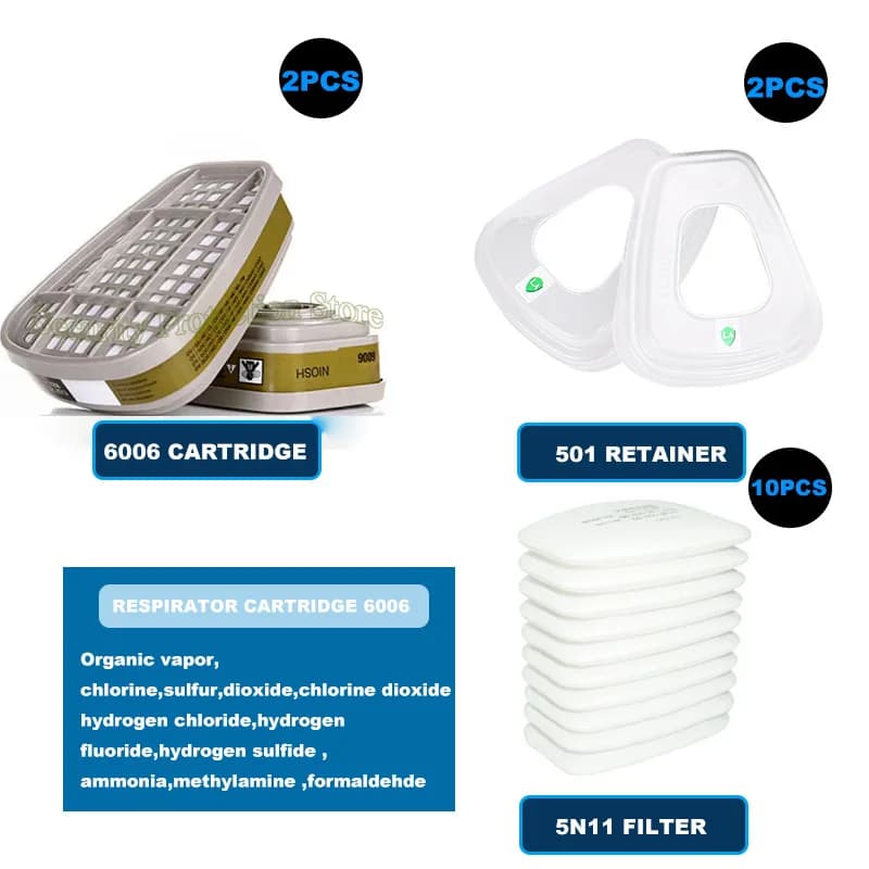 Cartuccia respiratore 6006/6001 per maschera antigas da 3 m contro vapori organici Gas acidi Ammoniaca Metilammina Formaldeide