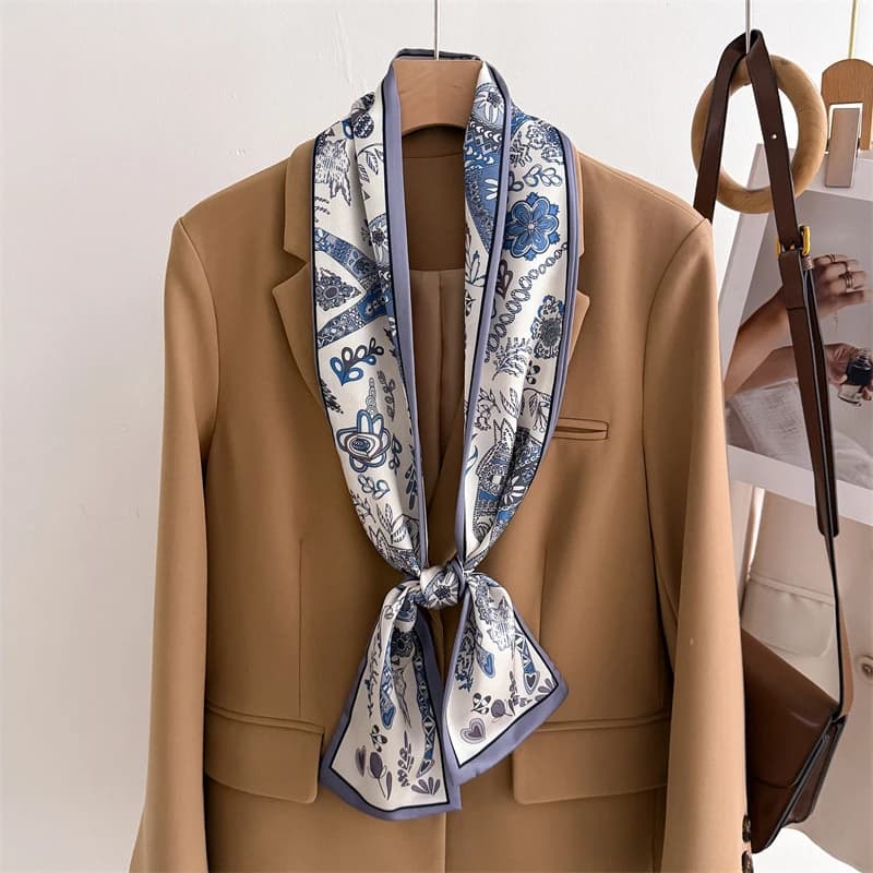 45 colori donna sensazione di seta stampato design sciarpa scialle moda lusso lungo stretto piccole sciarpe di seta signora fascia girocollo streamer