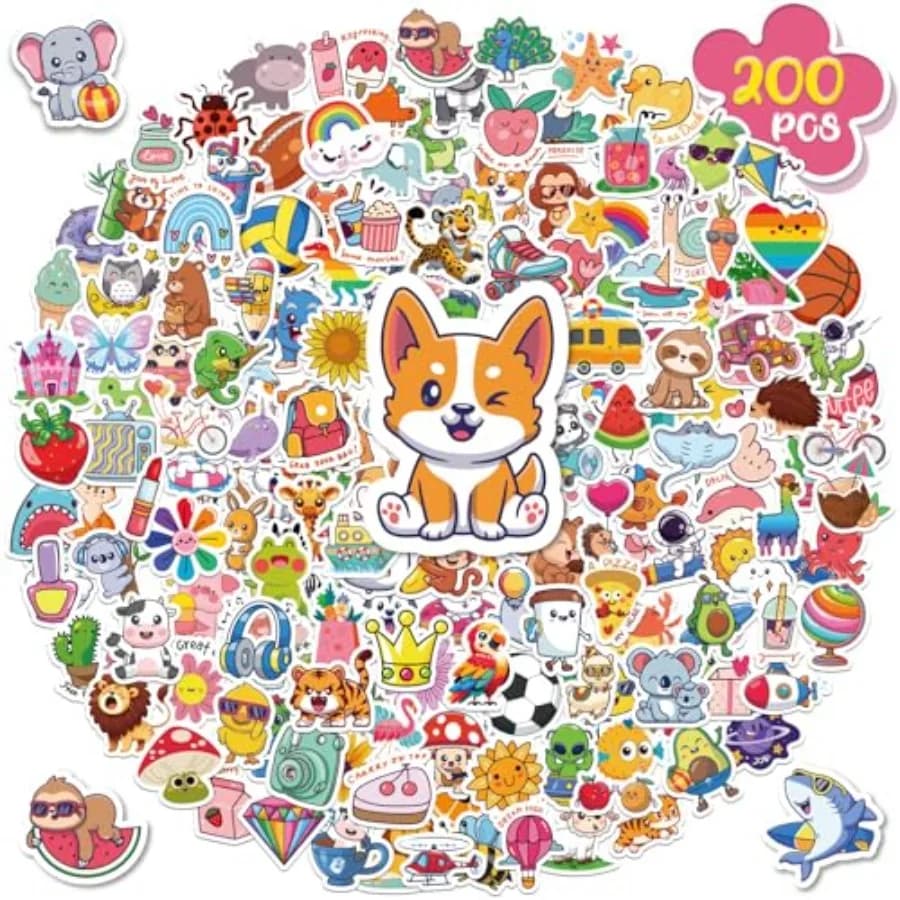200 PCS Water Bottle Stickers for Cute Sticker, Waterproof Vinyl Stickers for Water Bottles laptops, Kawaii Stickers for Classr