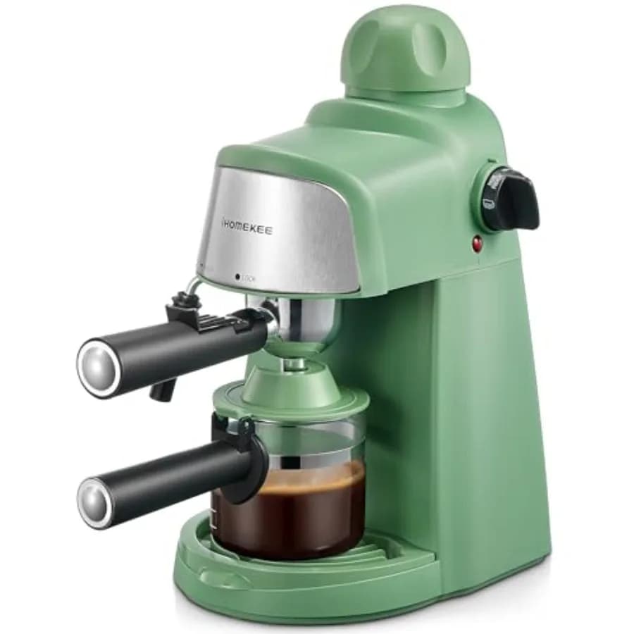 Macchina per Espresso, Macchina per Espresso e Cappuccino da 3,5 Bar con Funzione di Preriscaldamento, Macchina da Caffè per 4 Tazze con Funzione Schiumalatte