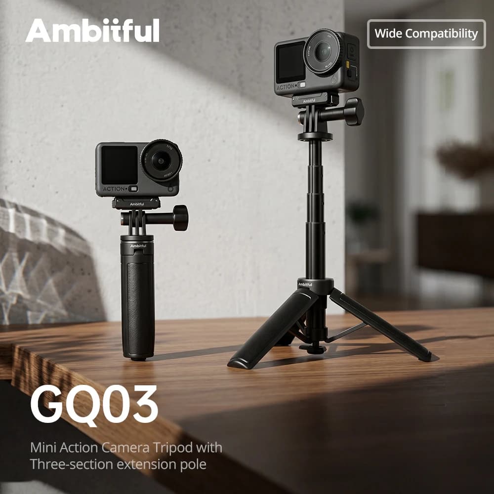 Ambitful GQ03 2-IN-1 Quick-release Mini Action Camera Tripod For DJI Osmo Action 6 /Action 5 Pro/Action 4/Nano/GoPro