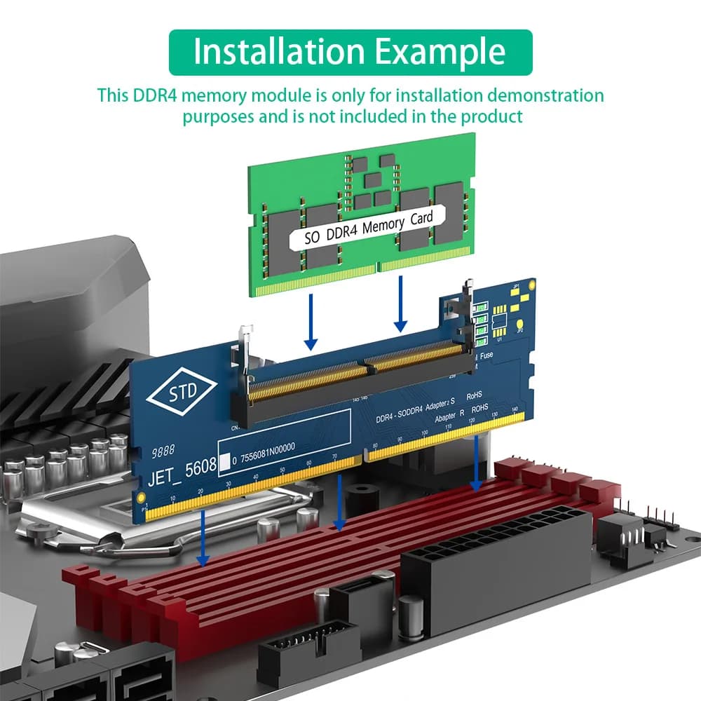 Memory Tester Converter SO DDR4 to DDR4 U-DIMM Expansion Adapter Laptop DDR4 Memory SO DIMM to Desktop PC Computer Riser Card