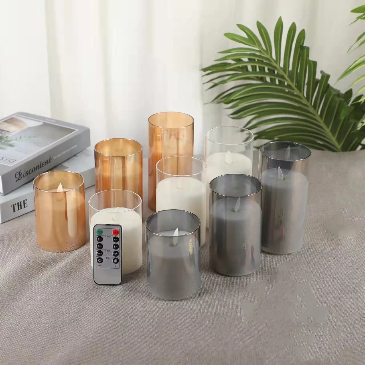 USB ricaricabile LED senza fiamma pilastro candela luce tremolante stoppino mobile cera di paraffina telecomando e Timer decorazione della tavola