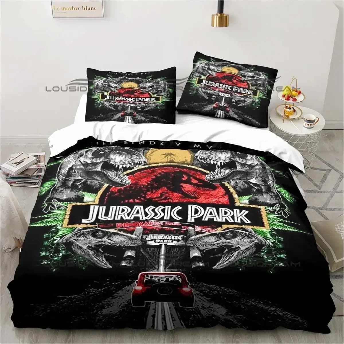 Biancheria da letto Jurassic Park Dinasours Set biancheria da letto doppia Copripiumino Lenzuolo Federa stampata Letto Full Queen King Size Piumino Camera da letto
