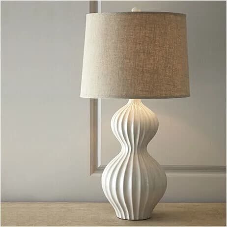 Modern Ceramic Table Lamp, Creative, Nordic Style, for Living, Studio, Bedroom, Bedside Table, Hotel, Eye Protection, with Fabric Lighting
