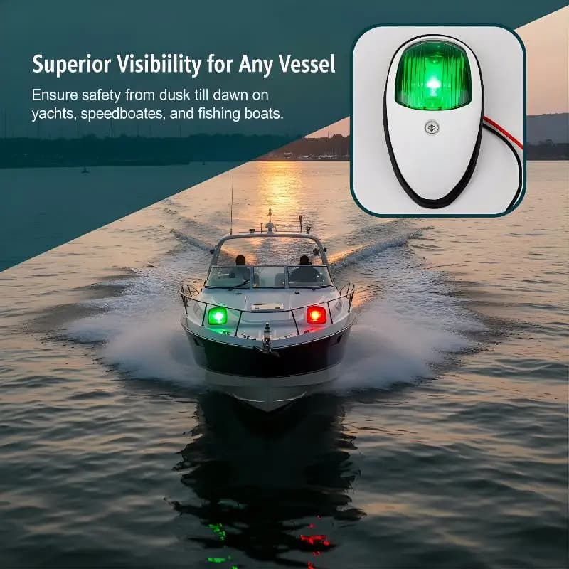 Luce di Segnalazione LED 12V Impermeabile per Yacht, Lampada Marina Rossa e Verde per Sicurezza Notturna su Imbarcazioni