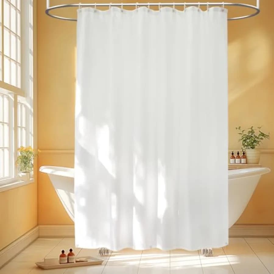 Telo doccia extra lungo in tessuto impermeabile con 3 magneti grandi, 72 x 78 pollici, telo doccia in tessuto, lavabile in lavatrice.