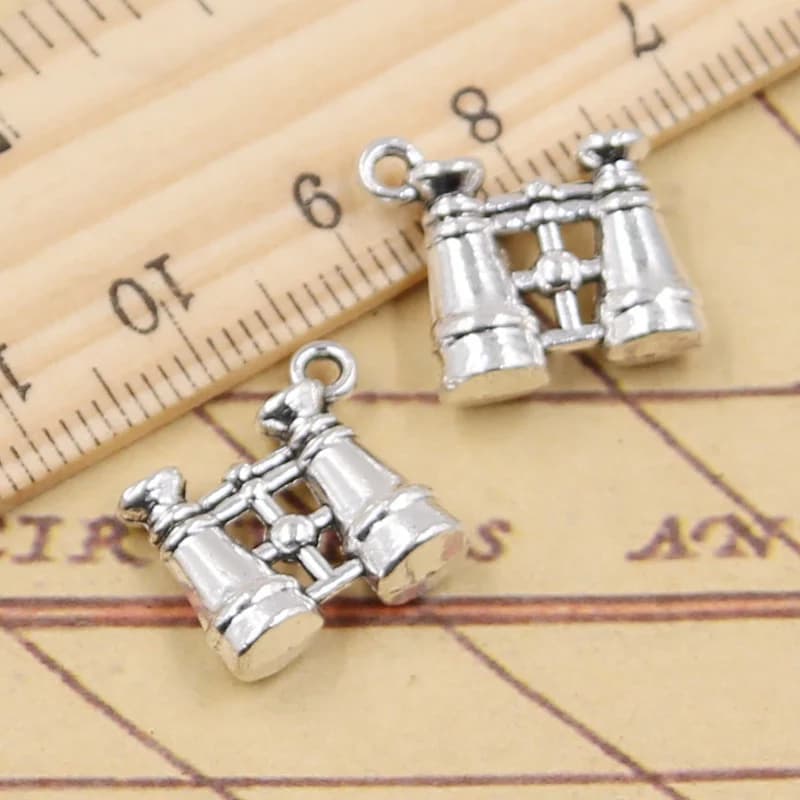 15pcs Charms telescopio a doppia faccia 15x15mm bronzo tibetano ciondoli Color argento artigianato che fanno risultati gioielli fai da te fatti a mano