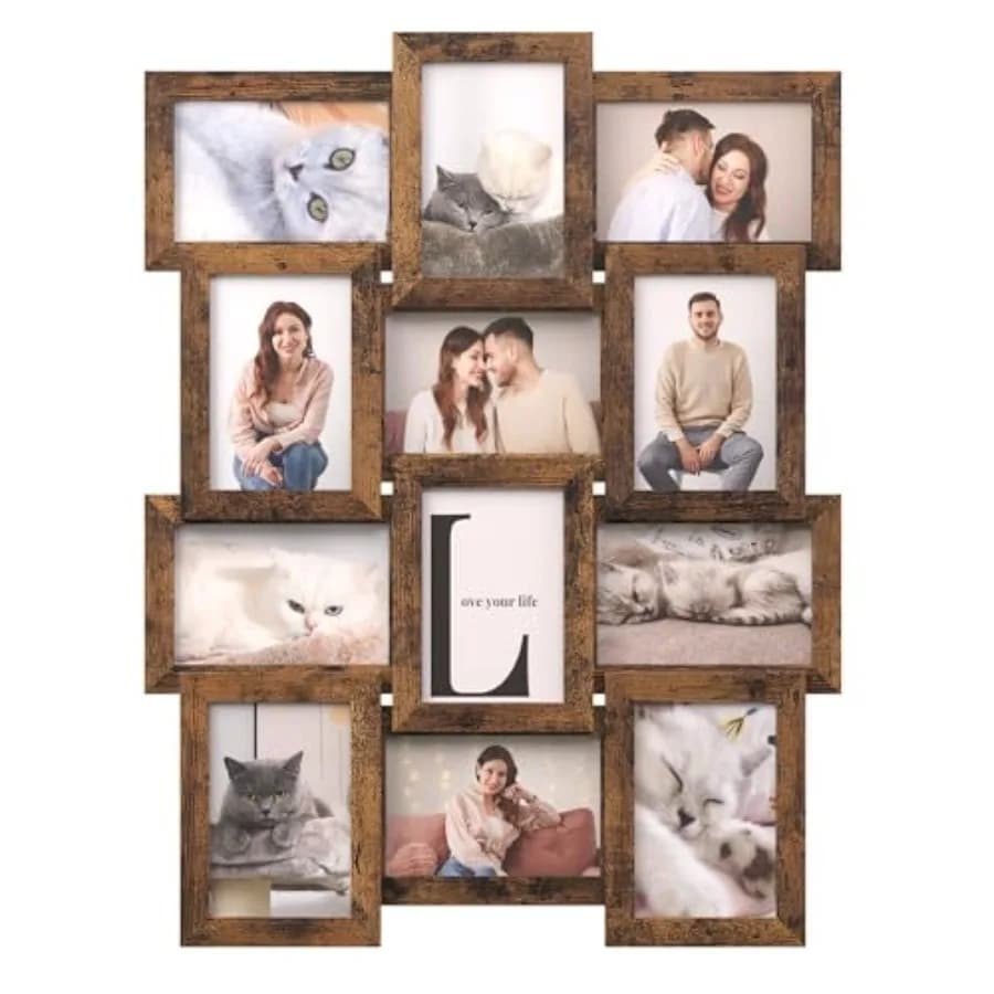 Cornici per Collage di Foto, 4x6 per Decorazione Murale, Cornici Multiple per Foto di Famiglia per Arredamento Galleria, Esposizione a Parete, Set da 12, URPF026X01