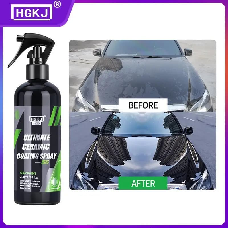 Rivestimento in ceramica per vernice automatica HGKJ S6 Cera di cristallo Spray Nano polimero liquido idrofobico oleorepellente Anti pioggia Cura dell'auto