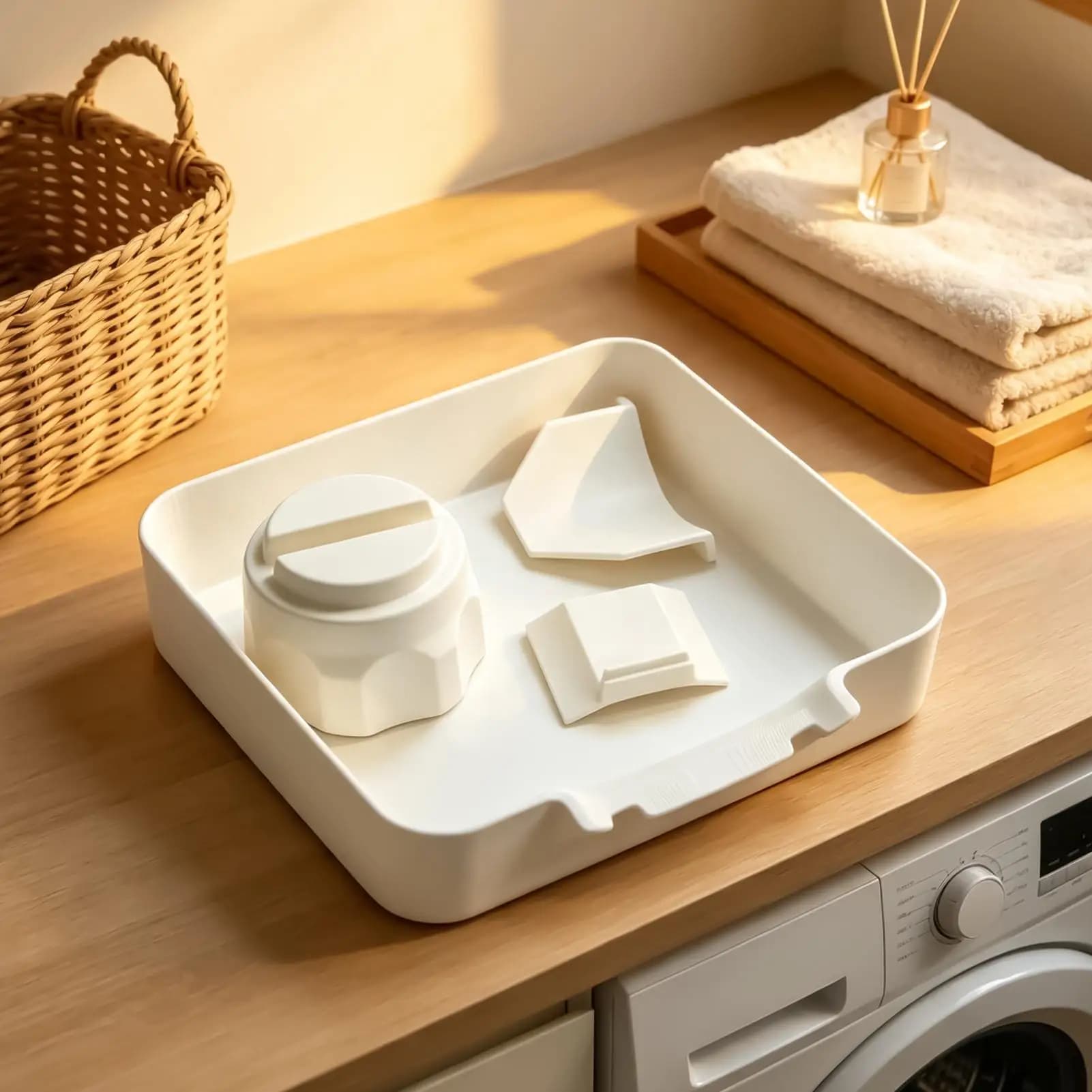 Washing Machine Drain Pan Set with Drain Deflector and Extended Drum Heavy Duty Raised Edge Floor Pad Drain Pan for Kitchen Frid