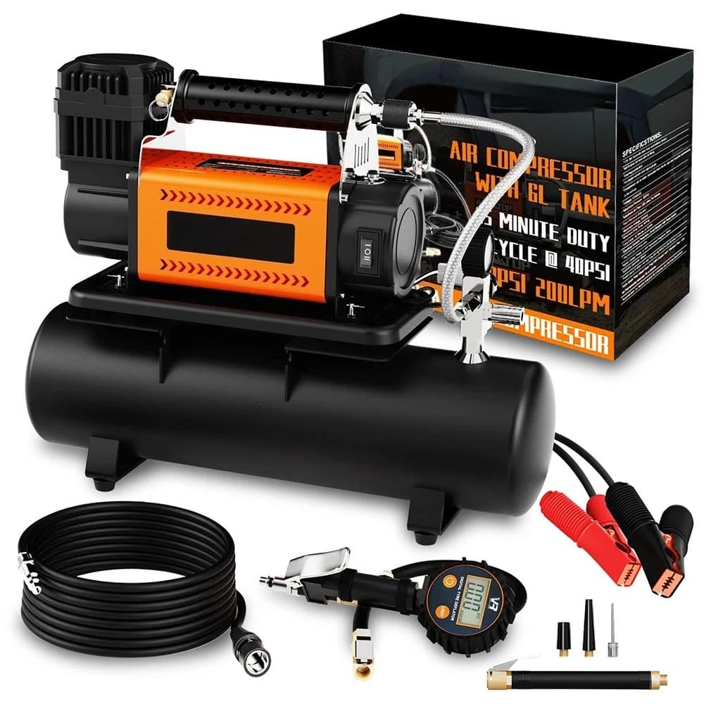 Compressore d'Aria Portatile per Auto con Funzione di Arresto Automatico e Manometro Digitale 150psi 12v, Pompa Gonfiagomme