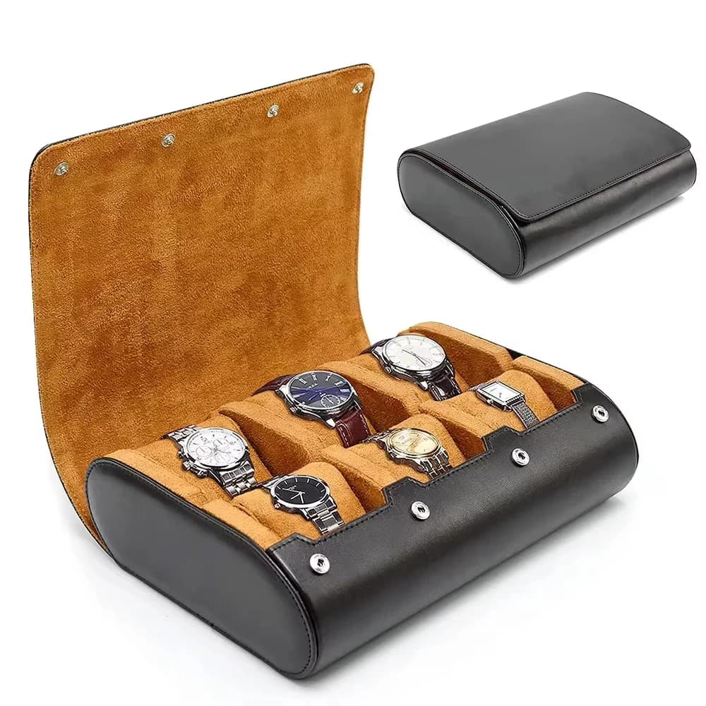Watch Travel Case for Men Women 6 Slots Watch Box Organizer Travel Watch Storage Roll Case Organizer For Display Watch Boxes