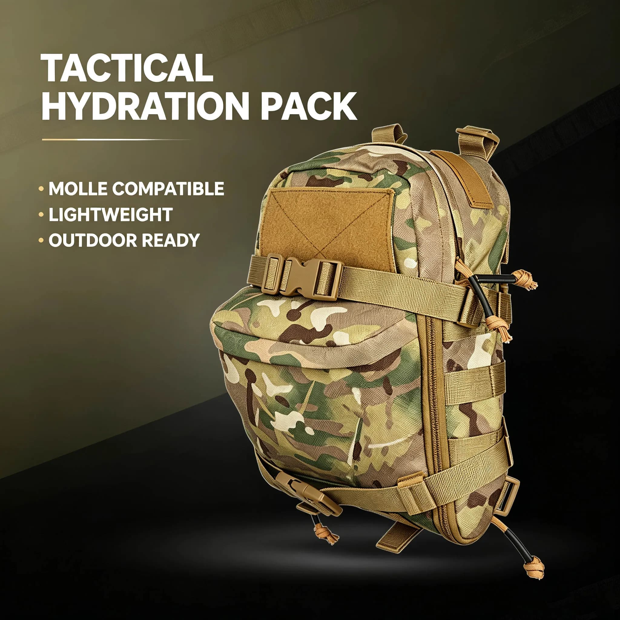 Tactical Hydration Backpack Molle Pouch Military Assault Pack for Outdoor Hunting Hiking Camping Travel Gear Bag