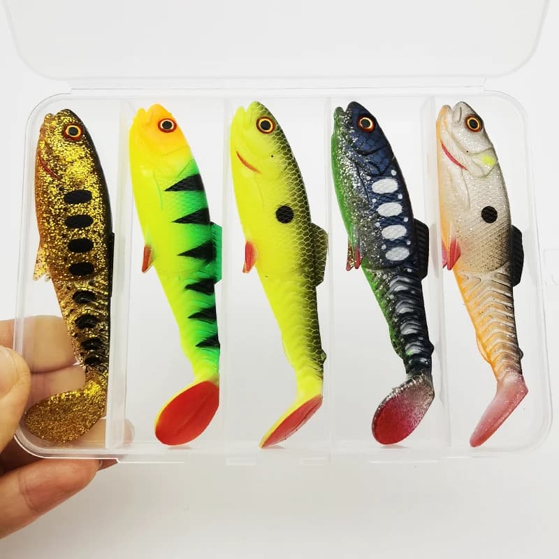 5 pieces soft fishing bait with artificial bait box 8,5 cm/3,35 inches/10 g fishing gear