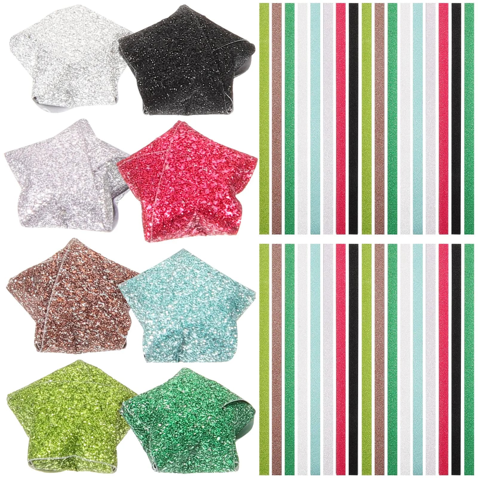 320Pcs Rainbow Origami Star Folding Paper for DIY Crafts Colorful Glow Luminous Star Paper for Kids Handcraft Projects