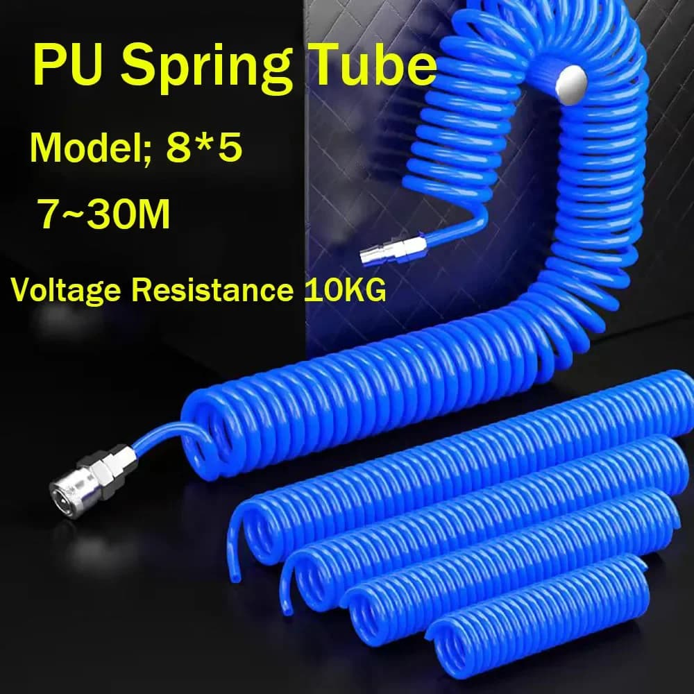 Tubo flessibile a spirale telescopico ad alta pressione pneumatico con tubo a molla in PU per compressore d'aria con giunto 8 * 5mm 7 ~ 30M