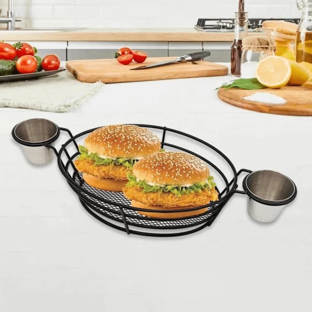 Nuovi Cestini Riutilizzabili per Fast Food con Ciotole per Salse, Vassoio Portatile Multifunzionale per Servire Cibo