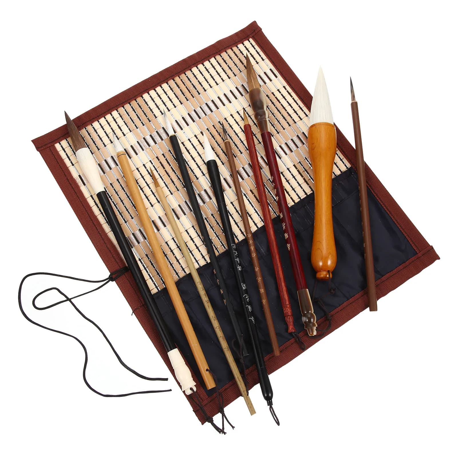 1Set Student Writing Brush Set Professional Ink Painting Brush Pens Roll-Up Holder Compatible for Kanji Art Calligraphy Sumi