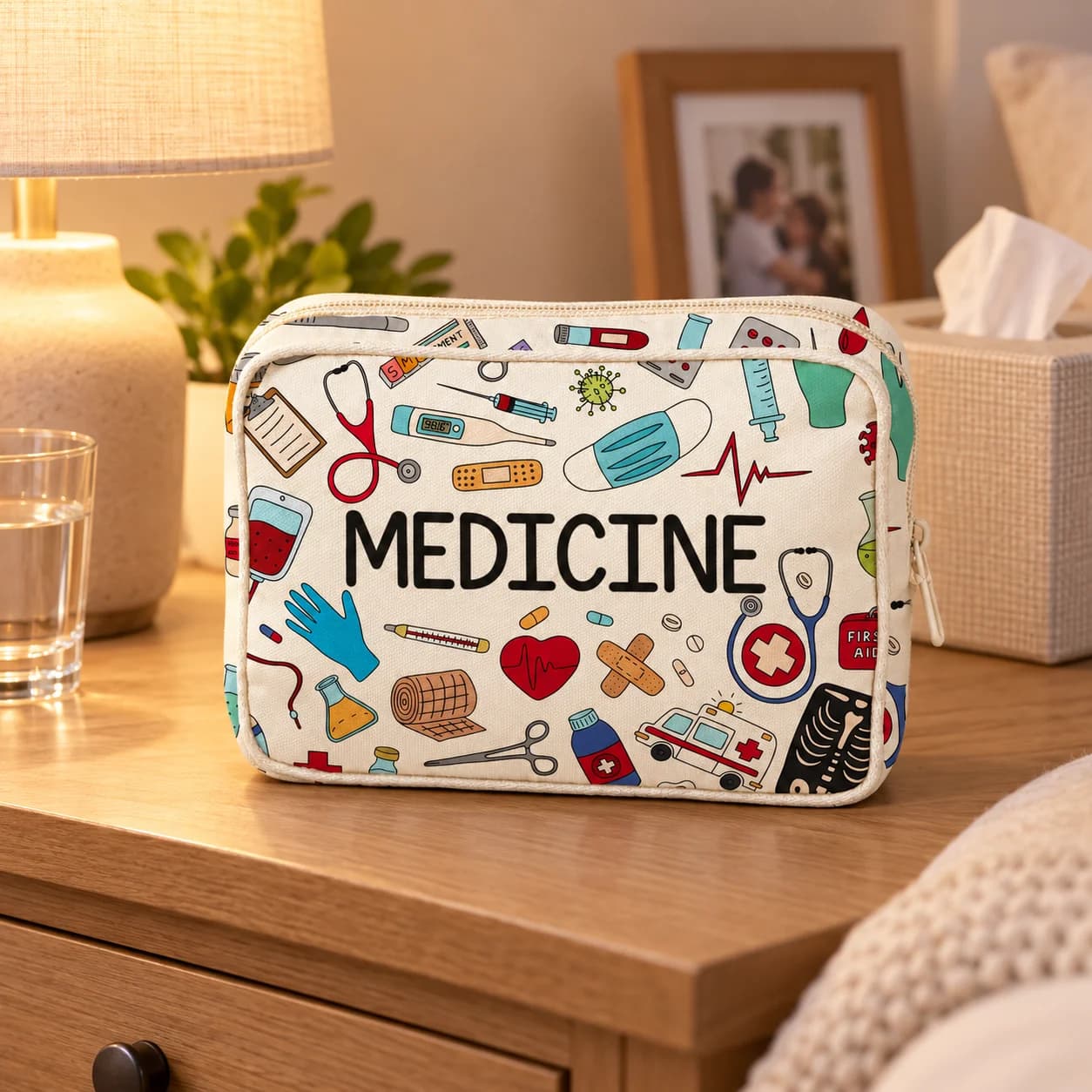 Medicine Storage Pouch Medical Print First Aid Bag Home Camping Travel Emergency Organizer Portable Medicine Organizer Case