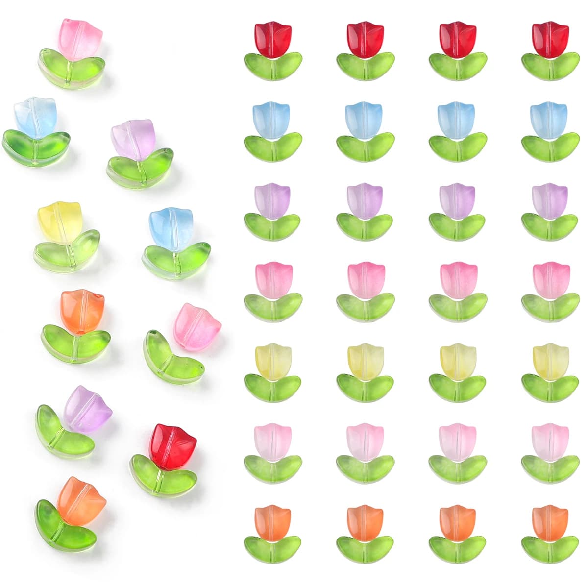Tulip Glass Flower Beads Colorful Lampwork Beads for DIY Bracelet Necklace Earrings Jewelry Making 10pcs